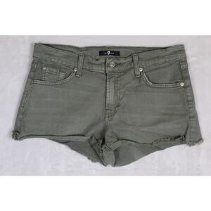 7 for All Mankind Micro Shorts Womens 27 Green Denim Jean Y2K Festival